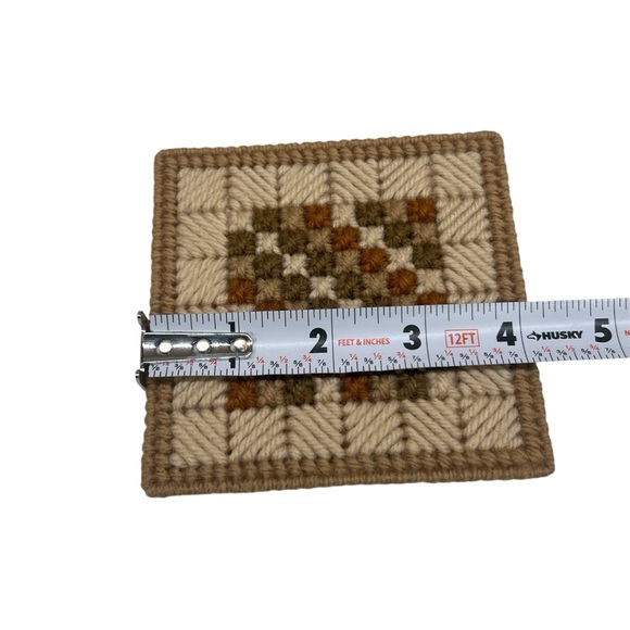 (8) Vintage Handmade Needle Point Canvas Art Coaster Set with Holder FALL Decor - Picture 11 of 12